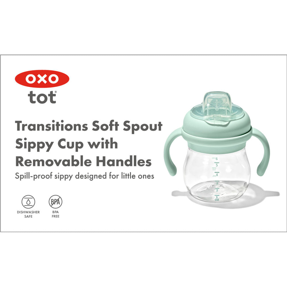 OXO Tot Transitions Soft Spout Sippy Cup With Removable Handles - Opal