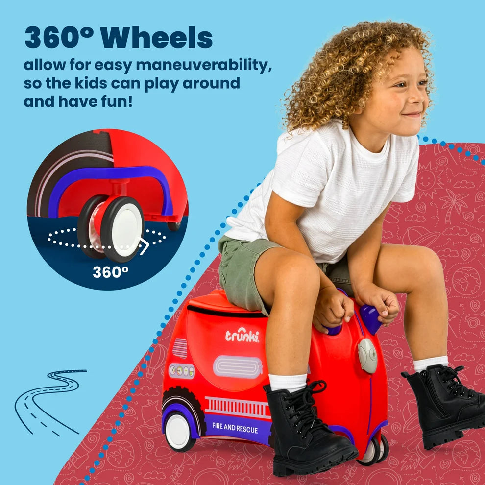 Glide Ride-on Luggage - Frank the Firetruck