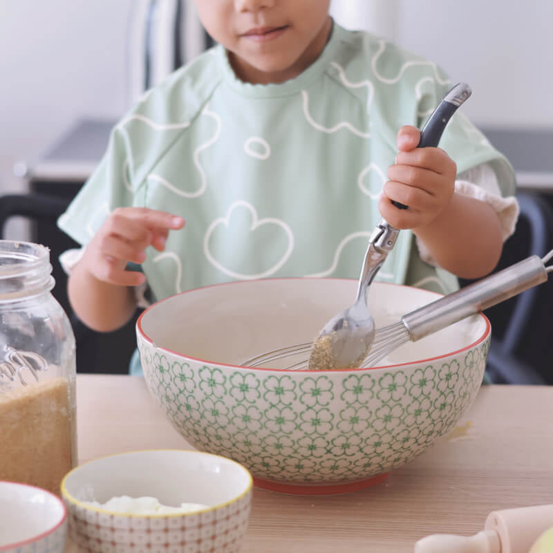 Beaba 2 in 1 Bib w/Removable Sleeves - Sage green