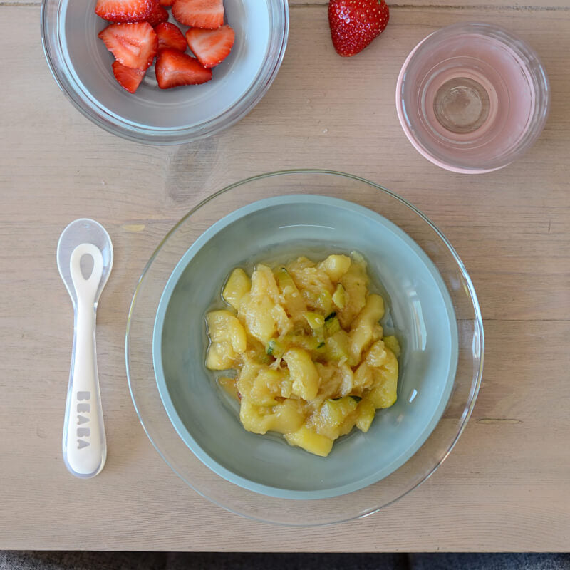 Beaba Glass Meal Set with Suction Pads - Eucalyptus