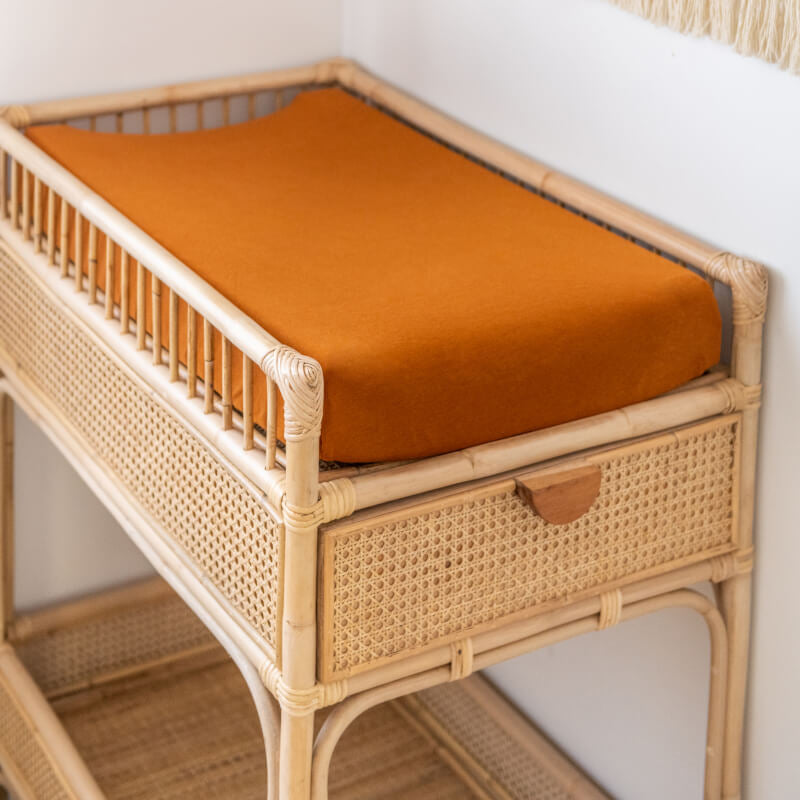 KIIN BABY Organic Fitted Bassinet/Change Pad Sheet - Rust