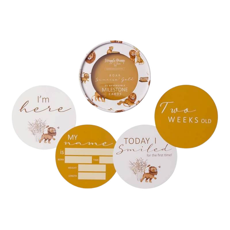 Lion & Sunrise Gold Reversible Milestone Cards