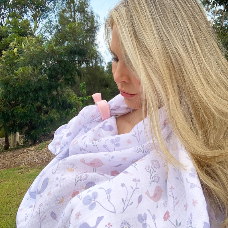 Muslin Swaddle & Pram Pegs - Birds
