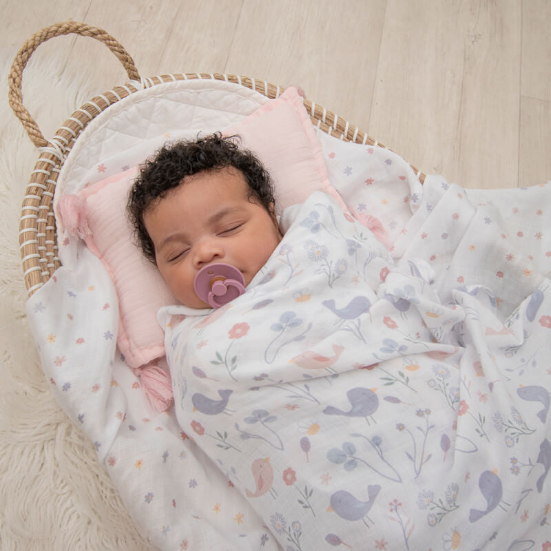Muslin Swaddle & Pram Pegs - Birds