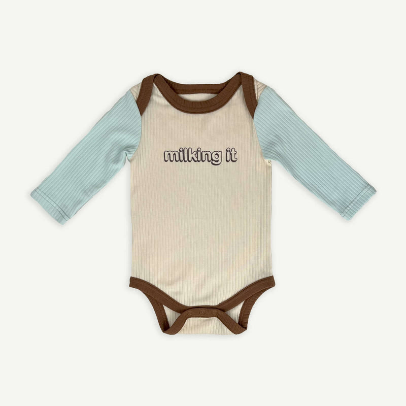 Banabae Milking It Organic Cotton Long Sleeve Onesie