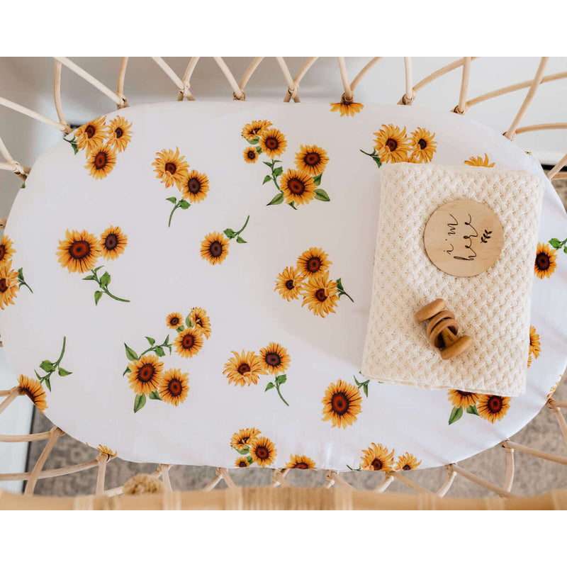 Organic Bassinet Sheet / Change Pad Cover - Sunflower
