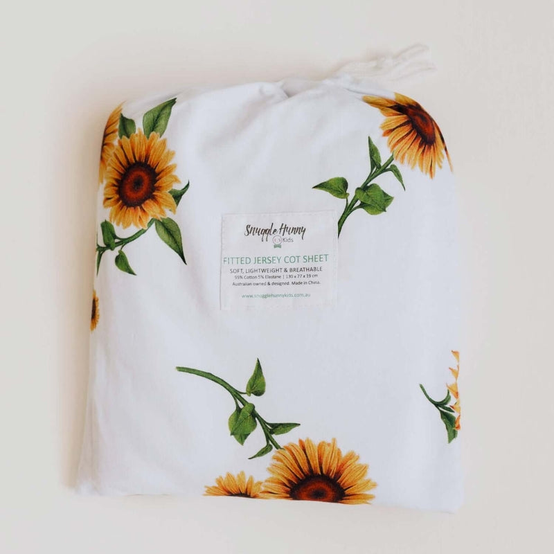 Snuggle Hunny Organic Fitted Cot Sheet - Sunflower
