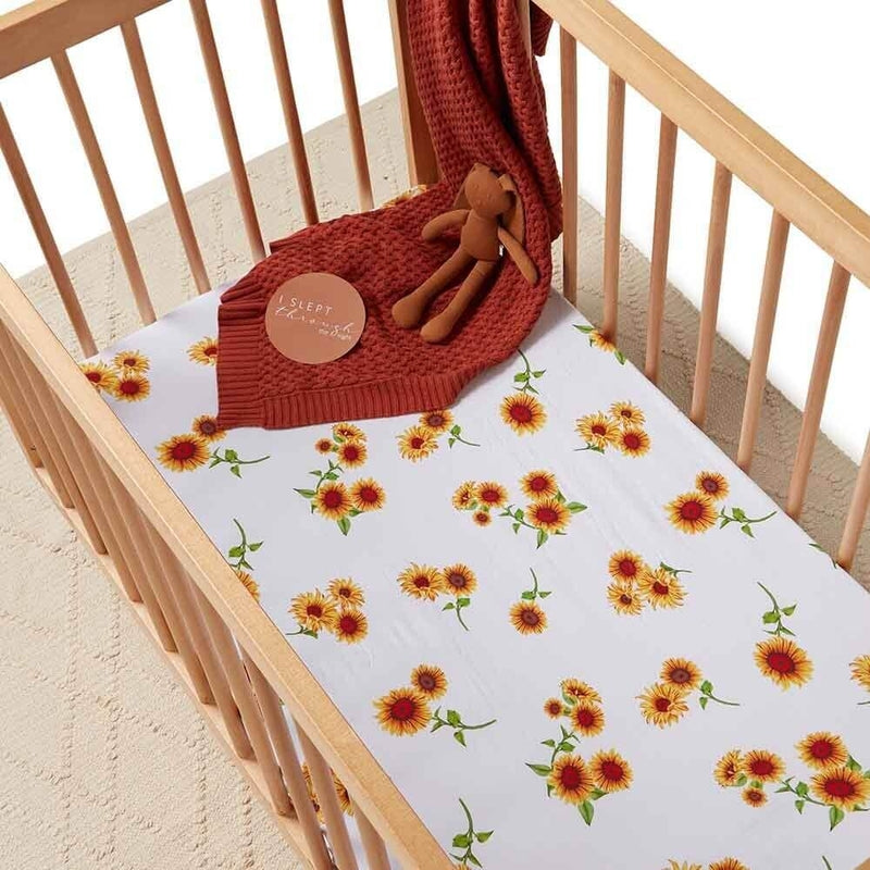 Snuggle Hunny Organic Fitted Cot Sheet - Sunflower