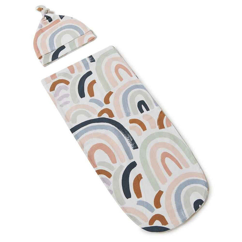 Snuggle Hunny Organic Snuggle Swaddle & Beanie Set - Sunset Rainbow