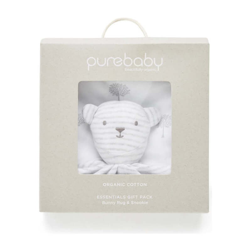 Purebaby Bunny Rug & Snookie Pack - Pale Grey Tree