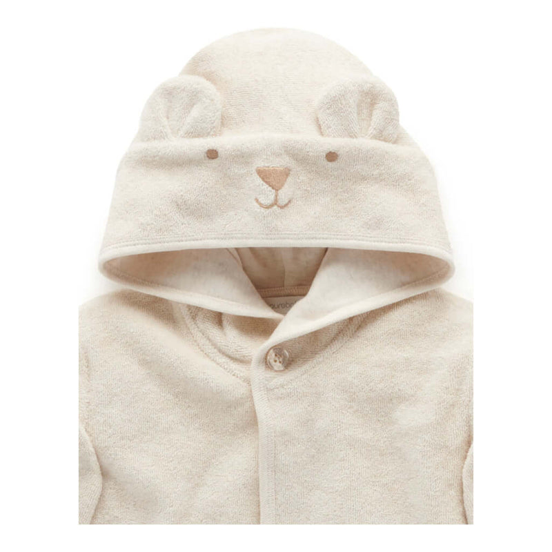 Purebaby Hooded Bathrobe - Wheat Melange Bear (12m-24m)