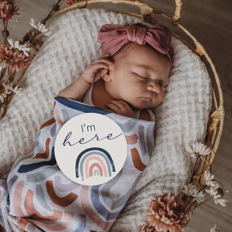 Snuggle Hunny Rainbow Baby & Sage Reversible Milestone Cards