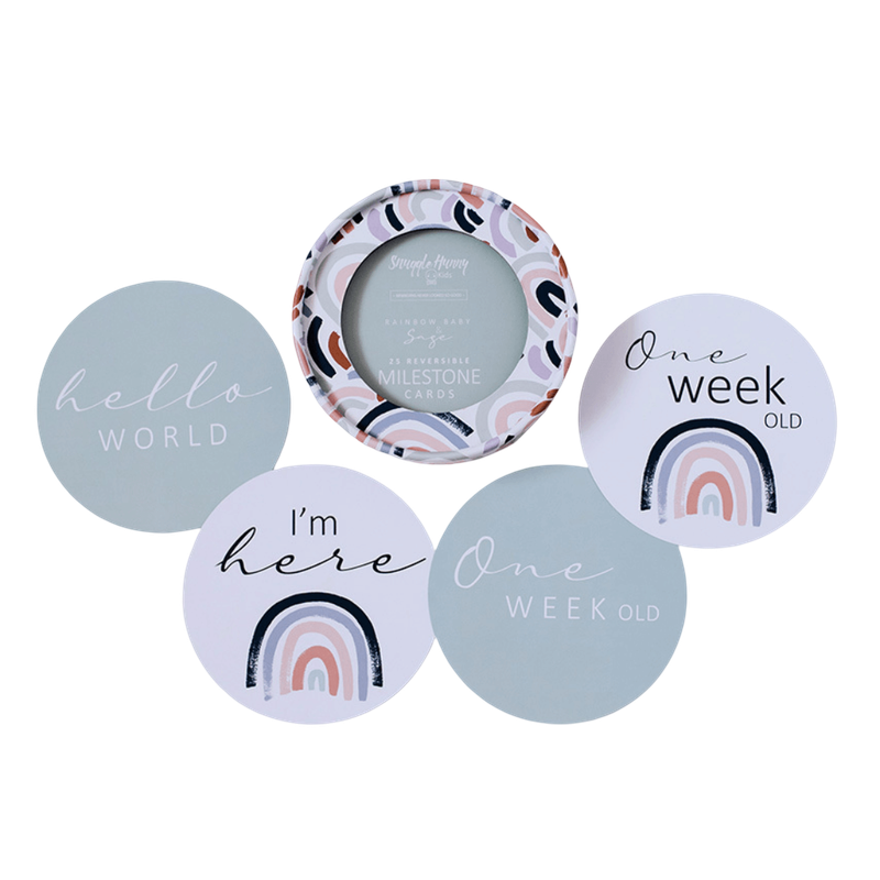 Snuggle Hunny Rainbow Baby & Sage Reversible Milestone Cards