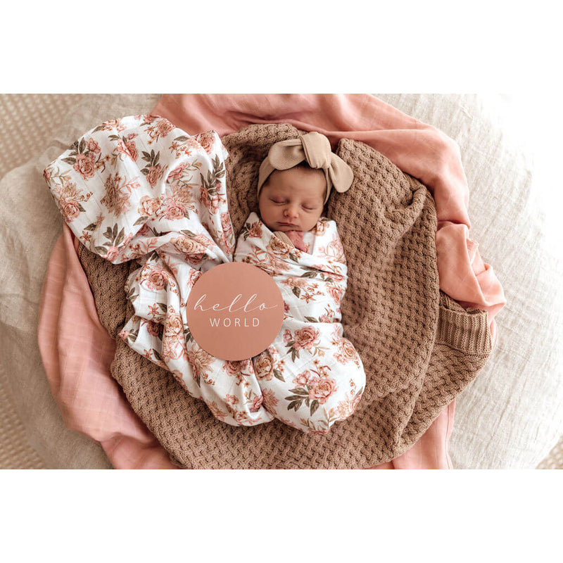 Snuggle Hunny Rosette & Pink Sand Reversible Milestone Cards