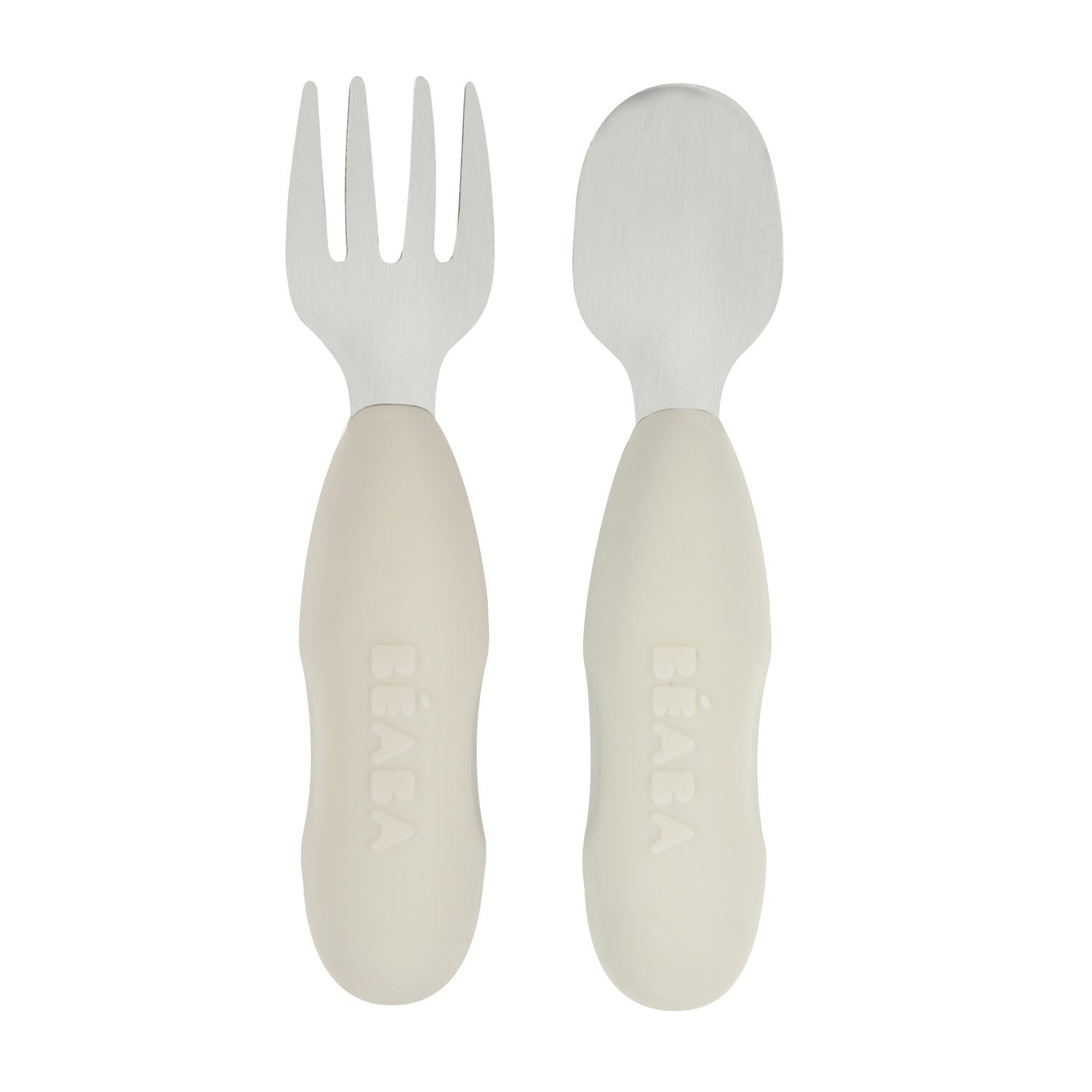 Beaba Set of 2 Stainless Steel Pre-Cutlery - Velvet Grey
