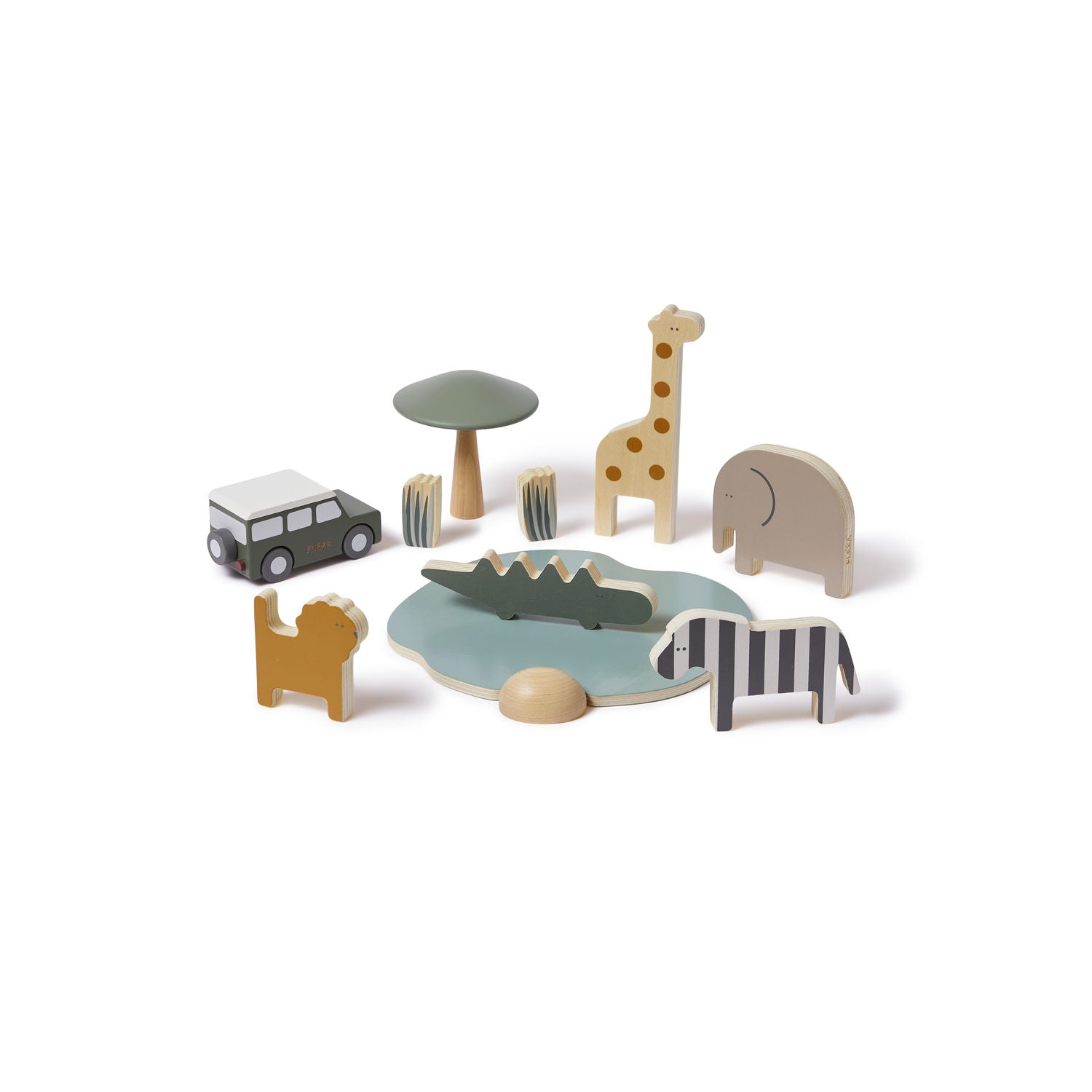 Flexa Wooden Safari Animals and Jeep