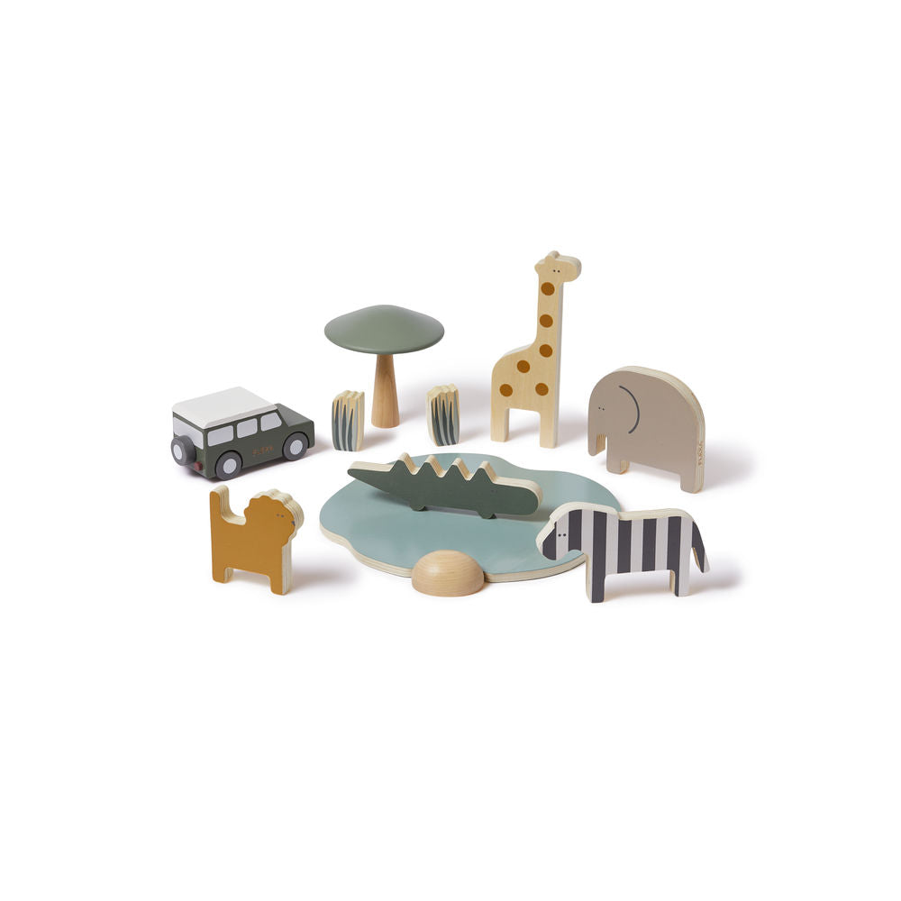 Flexa Wooden Safari Animals and Jeep