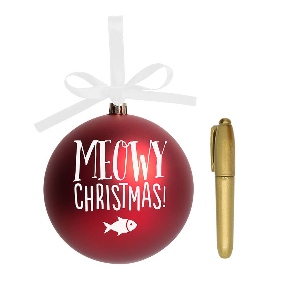 Pet Meowy Christmas Ball Ornament - Red