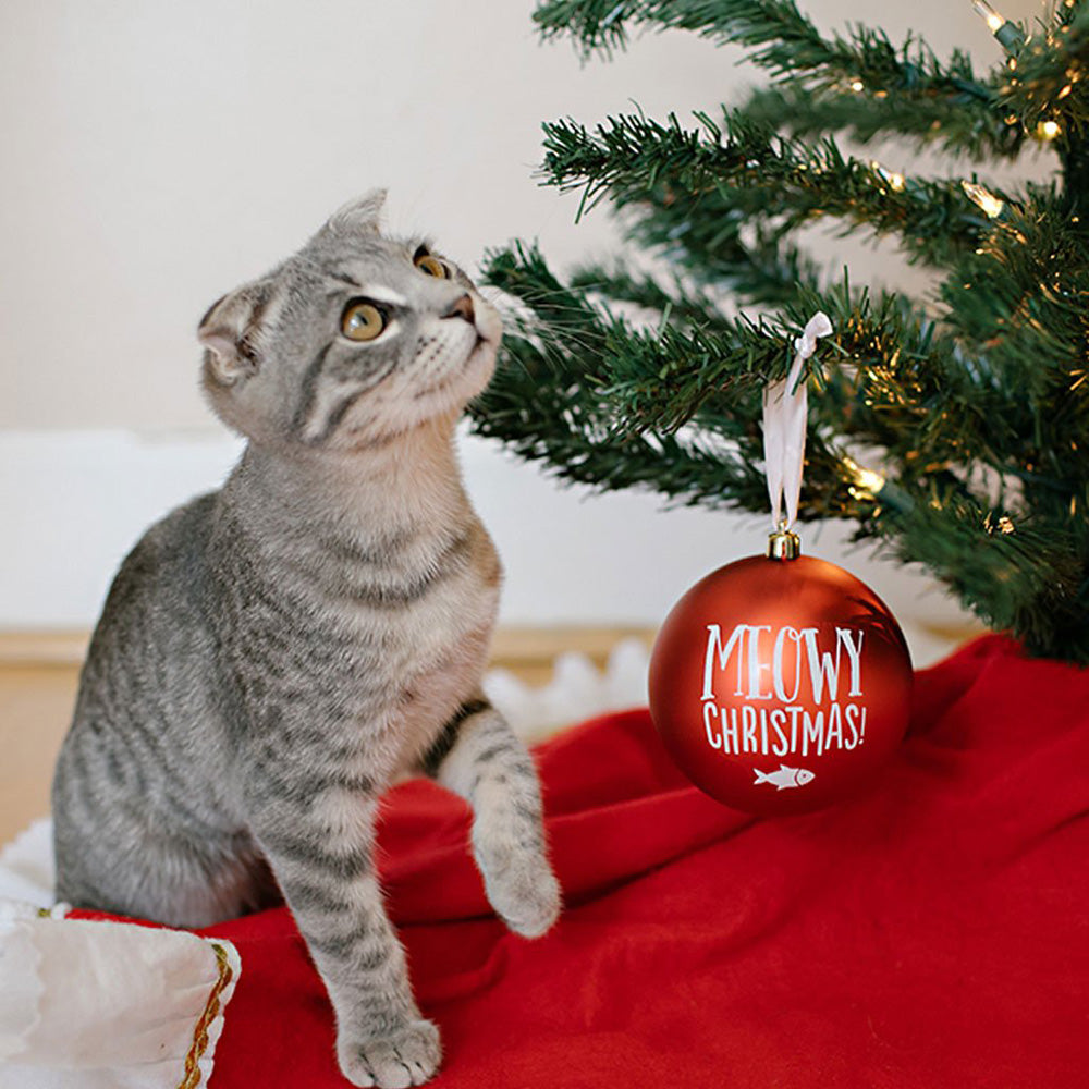 Pet Meowy Christmas Ball Ornament - Red