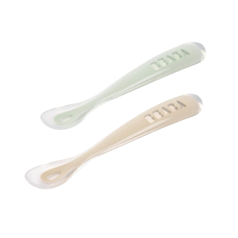 Beaba 1st Stage Silicone Spoons 2 Pack with Case