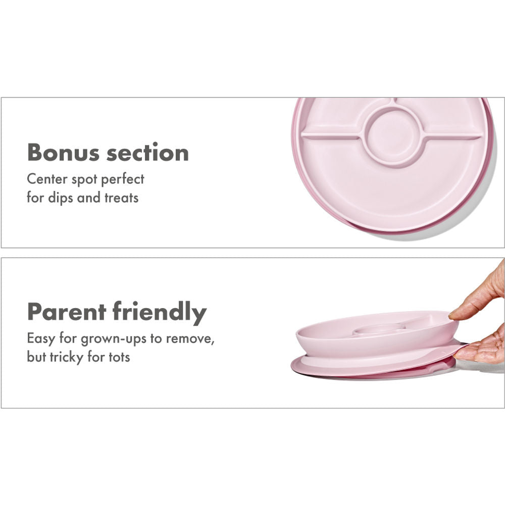 OXO Tot Stick & Stay Suction Divided Plate - Blossom