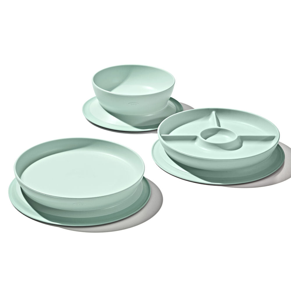 OXO Tot Stick & Stay Suction Divided Plate - Opal