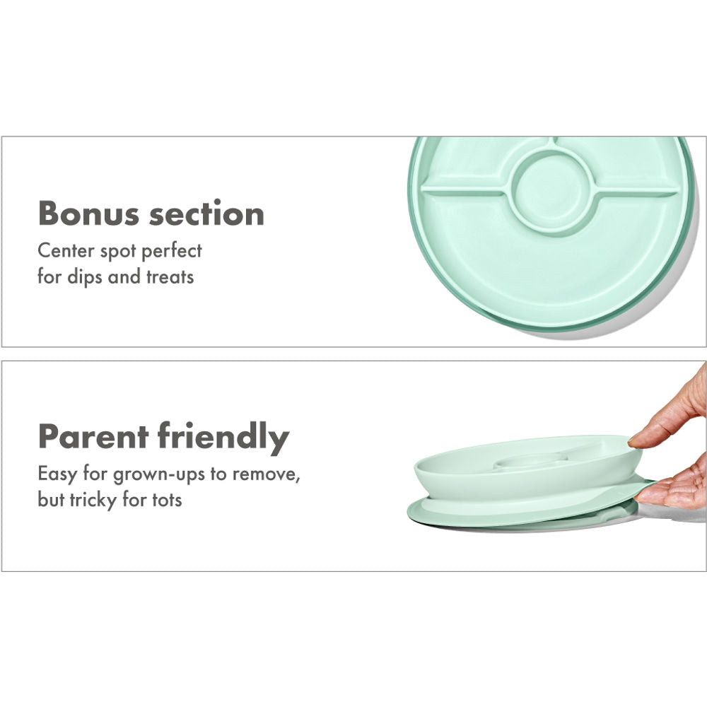 OXO Tot Stick & Stay Suction Divided Plate - Opal