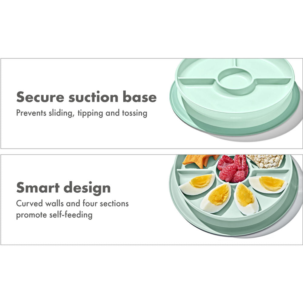 OXO Tot Stick & Stay Suction Divided Plate - Opal