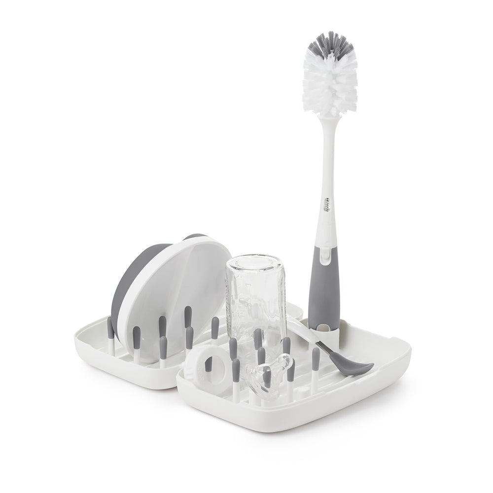 Oxo Tot On the Go Drying Rack & Bottle Brush - Grey