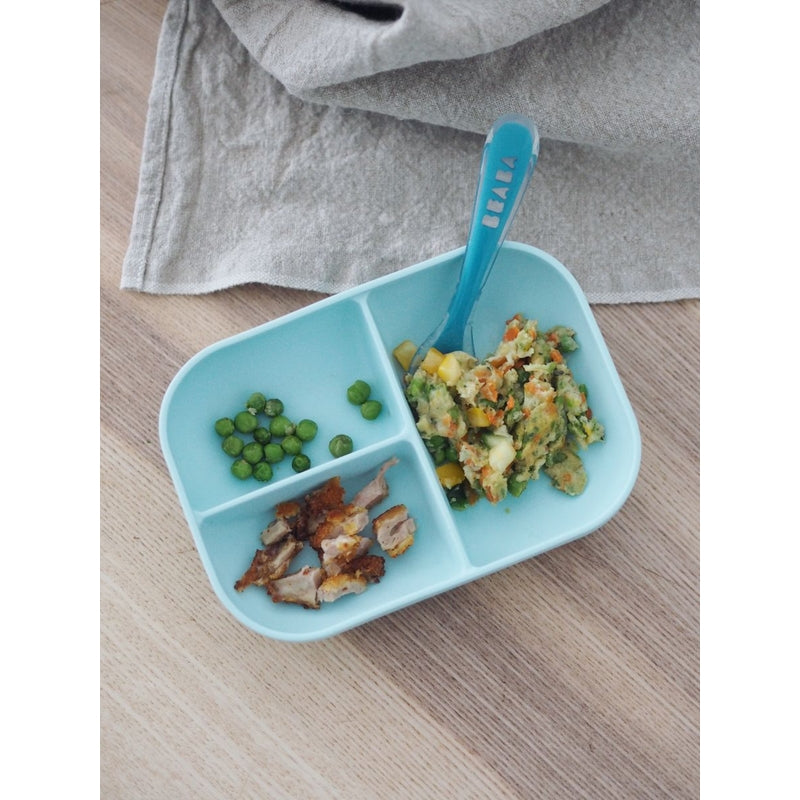 Beaba Divided Silicone Plate and Spoon Set