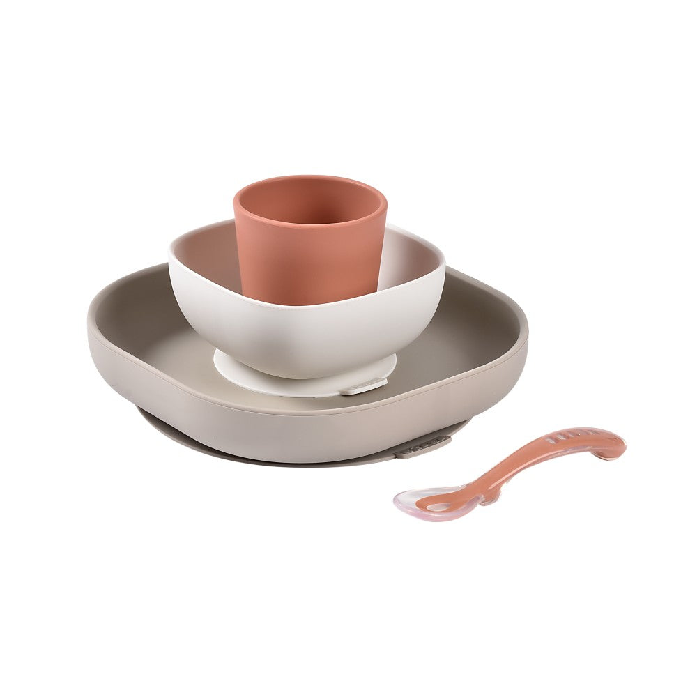 Beaba Silicone Suction Meal Set - Terracotta