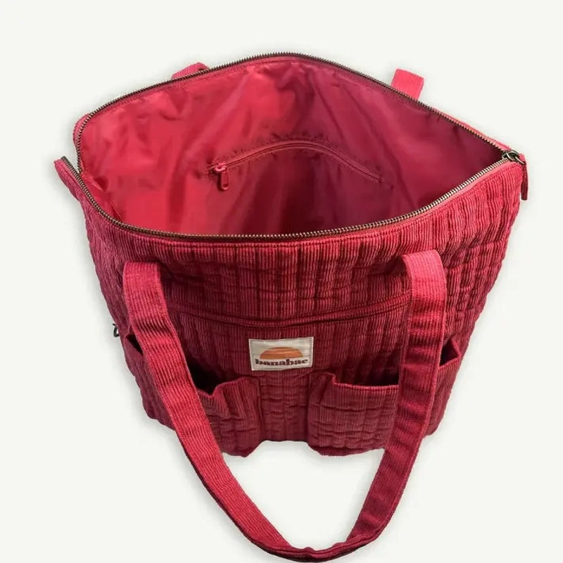 Banabae Corduroy Quilted Convertible Backpack - Cherry