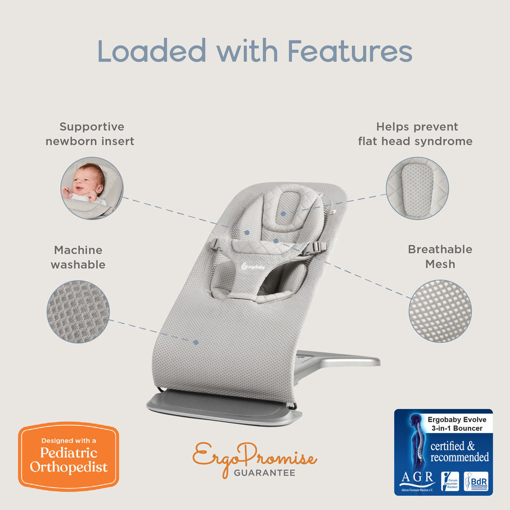 Ergobaby Evolve 3 in 1 Mesh Bouncer - Light Grey