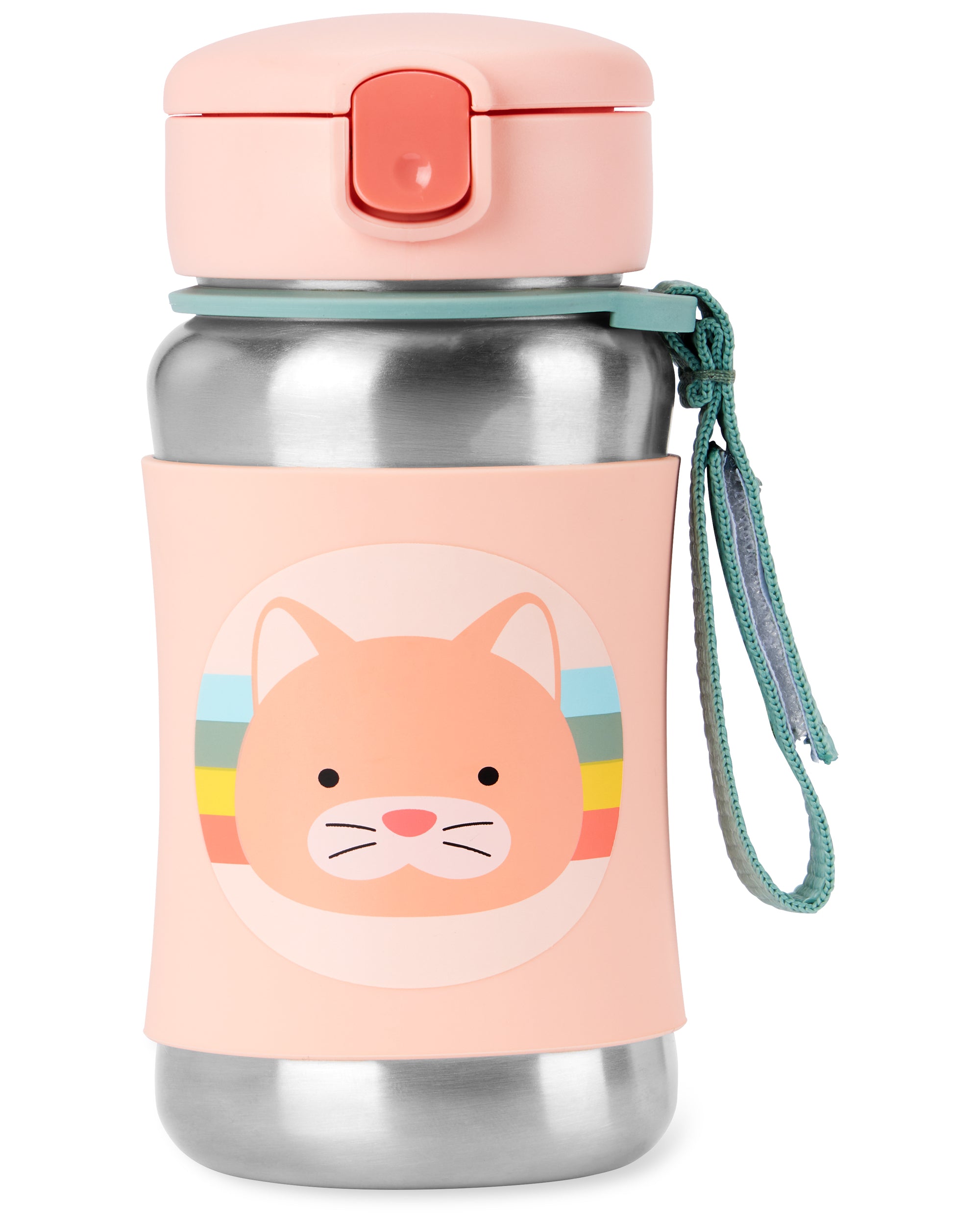 Skip Hop Zoo Stainless Steel Straw Bottle - Cat
