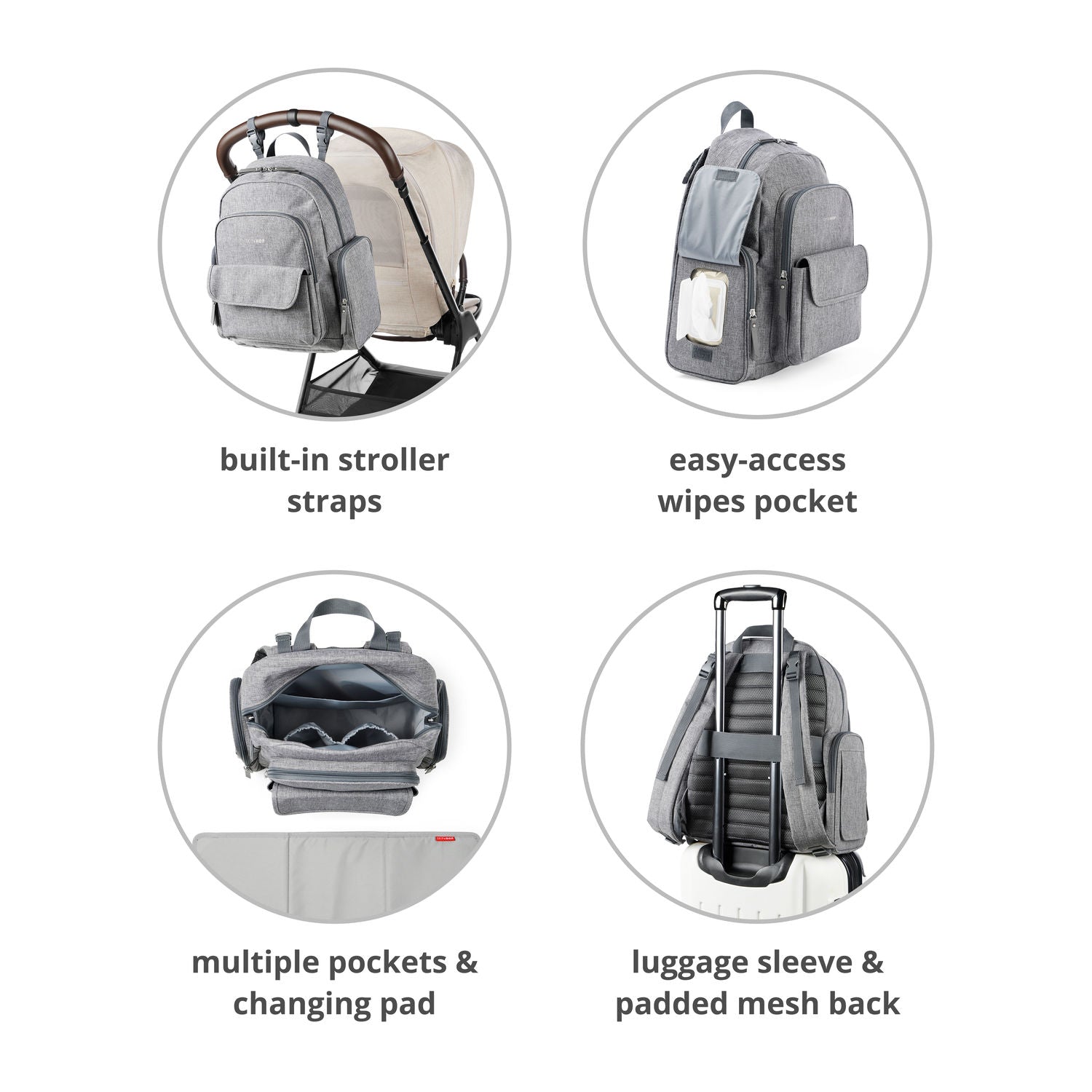 Heather Grey Luna Nappy Backpack