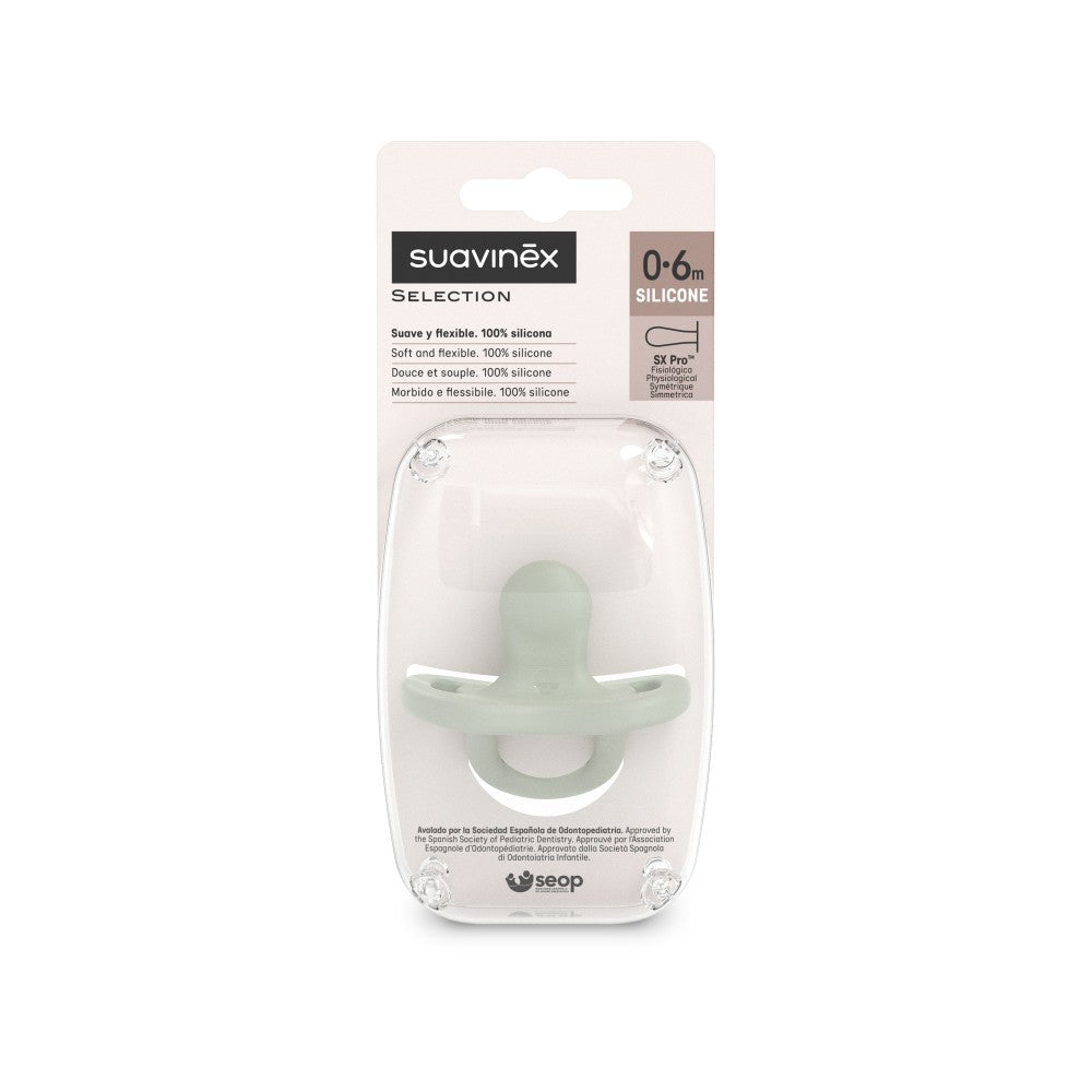 Suavinex Colour Essence All Silicone Soother with SX Pro Physiological Teat - Green