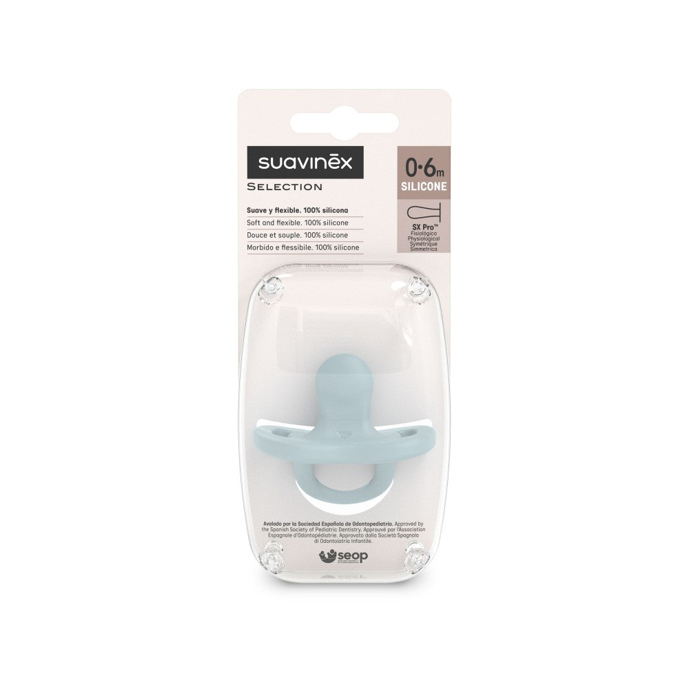 Suavinex Colour Essence All Silicone Soother with SX Pro Physiological Teat - Blue