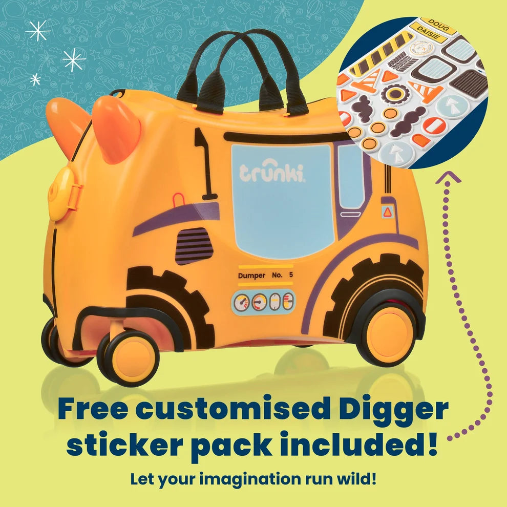 Glide Ride-on Luggage - Doug the Digger