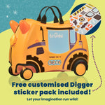 Glide Ride-on Luggage - Doug the Digger