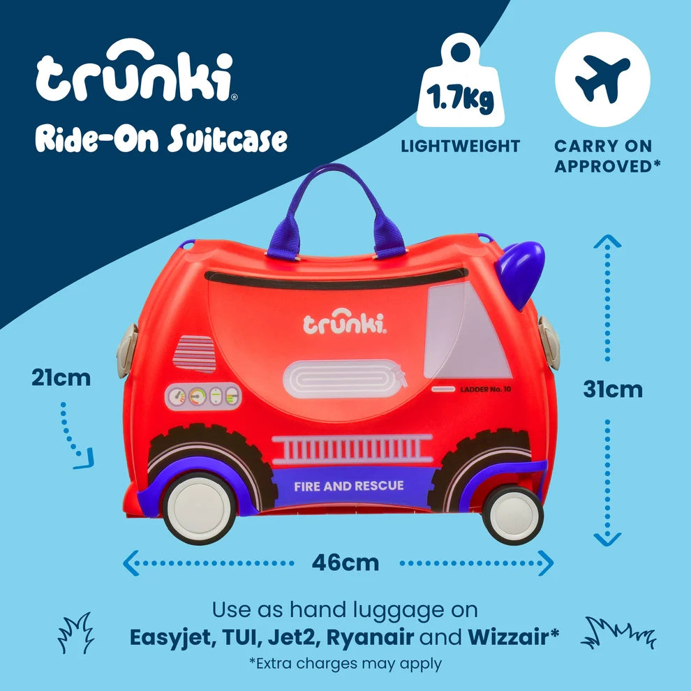 Glide Ride-on Luggage - Frank the Firetruck