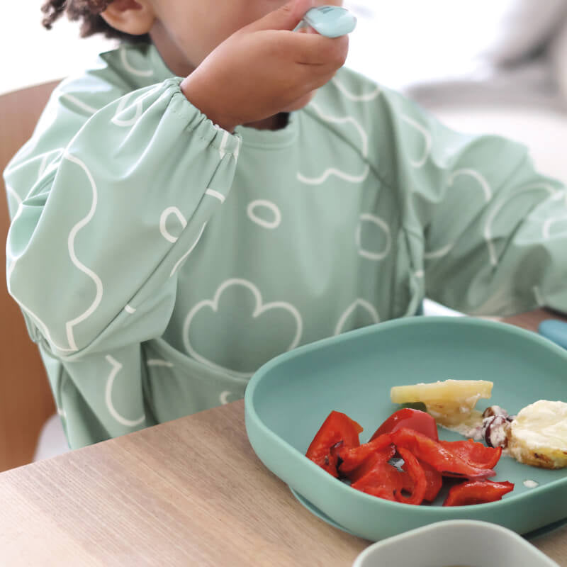 Beaba 2 in 1 Bib w/Removable Sleeves - Sage green