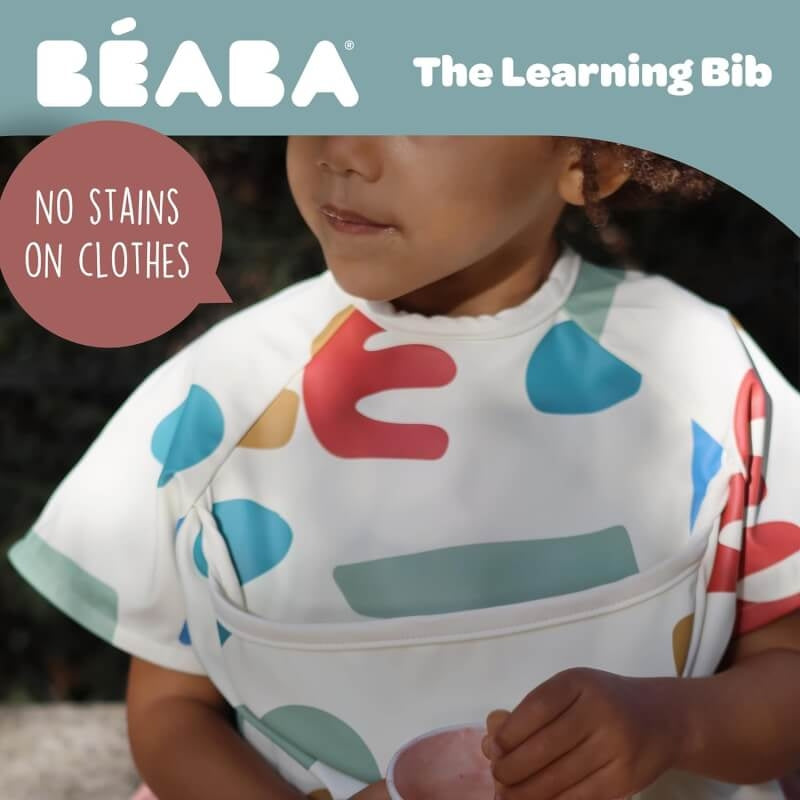 Beaba 2 in 1 Bib w/Removable Sleeves - Sage green