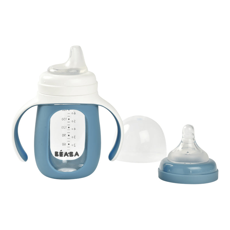 Beaba 2-in-1 Glass Learning Cup with Silicone Protective Sleeve 210ml