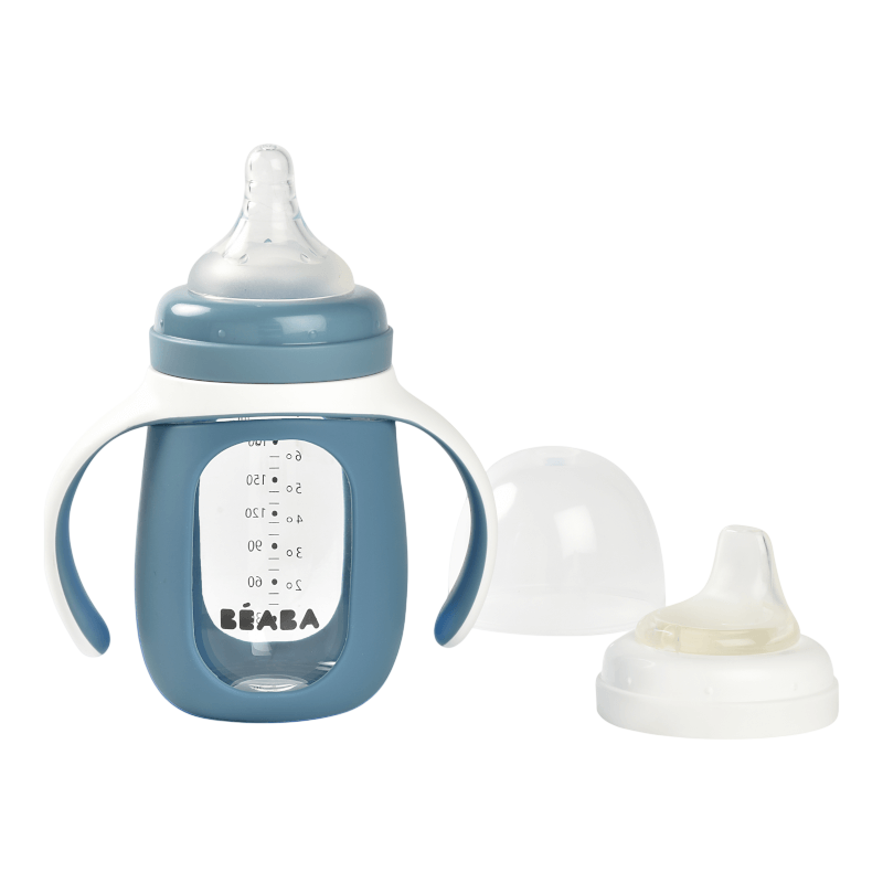 Beaba 2-in-1 Glass Learning Cup with Silicone Protective Sleeve 210ml