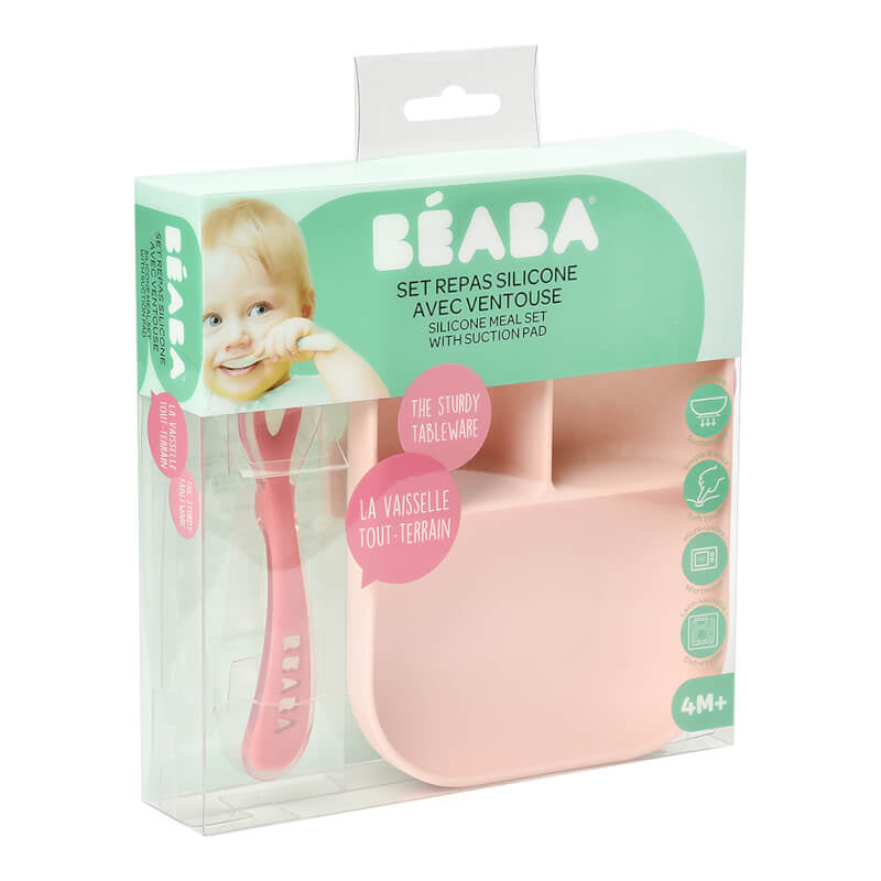 Beaba Divided Silicone Plate and Spoon Set