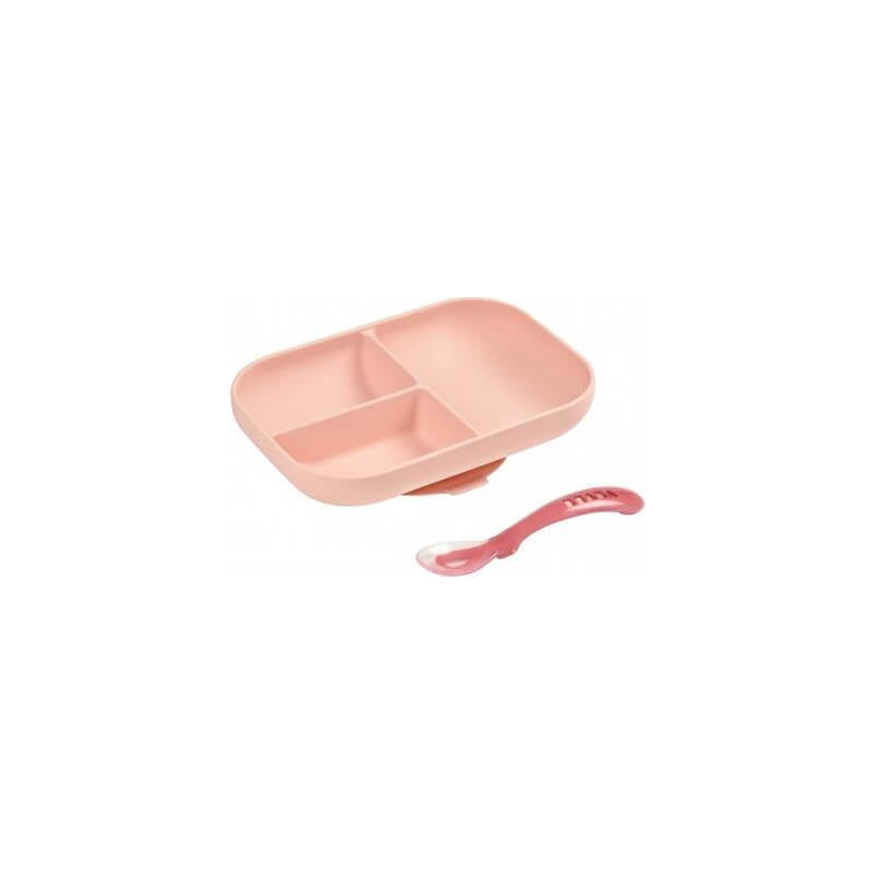 Beaba Divided Silicone Plate and Spoon Set