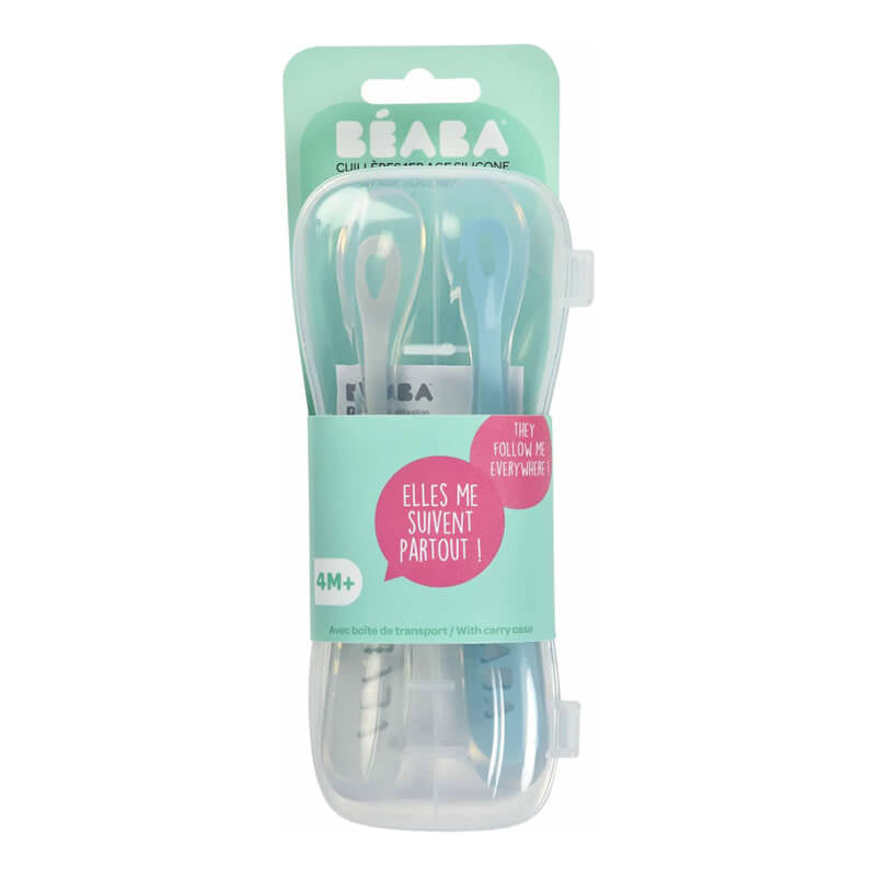 Beaba 1st Stage Silicone Spoons 2 Pack with Case