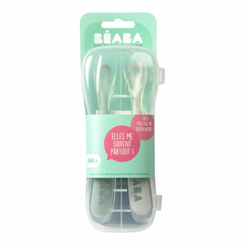 Beaba 1st Stage Silicone Spoons 2 Pack with Case