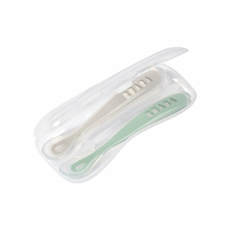 Beaba 1st Stage Silicone Spoons 2 Pack with Case