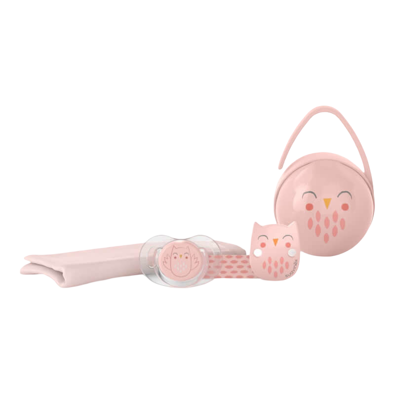 Suavinex Bonhomia Owl Baby 4 piece Gift Set -  Pink